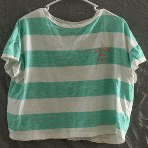 Rip Curl Striped Mint Green Perfect Crop Tee